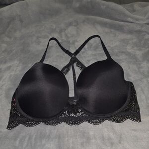 GUC! LA Senza Obsession black and gold lace plunge bra size  C36